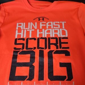 Under Armour Bright Orange Graphic 'Run Fast Hit Hard Score Big' Tee